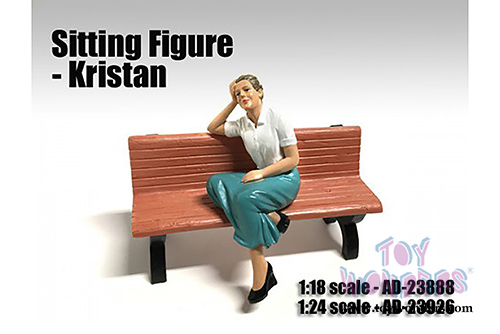 American Diorama Figurine - Sitting Figure Kristan (1/18  scale, White with Green) 23888
