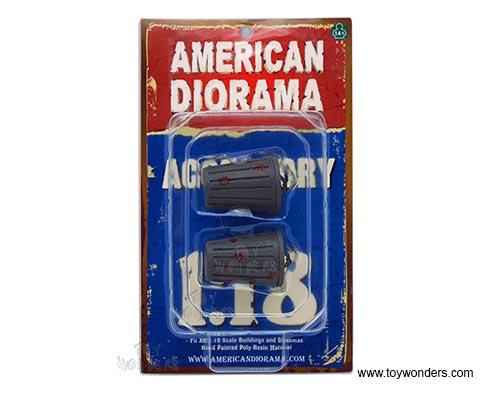 American Diorama Figurine - Trash Can Figure (1/18  scale, Grey) 23978