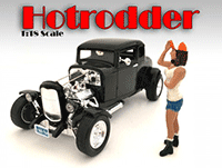 Show product details for American Diorama Figurine - Hotrodders - Nancy (1/18 scale, White/Blue) 24008