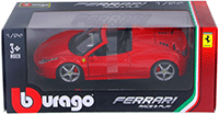 Show product details for BBurago Ferrari Race & Play - Ferrari 458 Spider Convertible (1/24 scale diecast model car, Red) 26017R