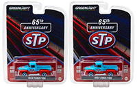 Show product details for Greenlight - Anniversary Collection Series 6 | Ford F-100 Truck STP 65th Anniversary (1954, 1/64 scale diecast model car, Blue/Orange) 27940A/48