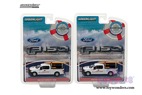Greenlight - Ford F-150 Pickup Truck with Lifeguard Accessories (2016, 1/64 scale diecast model car, White) 29899/48