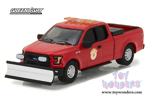 Greenlight - Ford F-150 Pickup Truck Arlington Heights Illinois Public Works with Light Bar and Snow Plow Pickup Truck (2016, 1/64 scale diecast model car, Red) 29912/48
