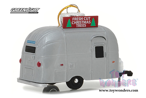 Greenlight - Airstream 16' Bambi Holiday Ornament with Hook Ring "Fresh Cut Christmas Trees" (1/64 scale diecast model car, Silver) 29915/48