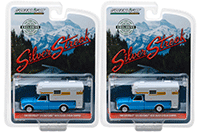 Show product details for Greenlight - Chevrolet® Cheyenne™ C10 with with Silver Streak Camper (1968, 1/64 scale diecast model car, Blue) 29922/48
