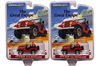 Show product details for Greenlight - The Great Escape (1963) Advertisement Jeep® CJ-5 Renegade (1974, 1/64 scale diecast model car, Red) 29936/48