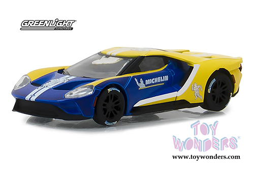 Greenlight - Ford GT #68 Michelin Tires (2017, 1/64 scale diecast model car, Blue/Yellow) 29945/48