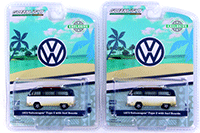 Show product details for Greenlight - Volkswagen® Type 2 (T2B) Van with Surf Boards (1973, 1/64 scale diecast model car, White/Blue) 29956/48