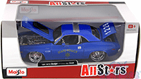 Show product details for Maisto All Stars - State Police Dodge Challenger R/T Coupe (1970, 1/24 scale diecast model car, Blue) 31129BU