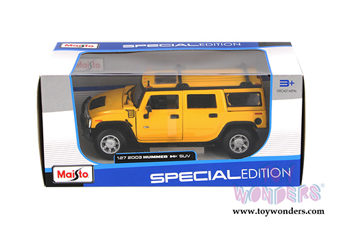 Maisto - Hummer H2 SUV w/ Sunroof (2003, 1/27 scale diecast model car, Yellow) 31231YL