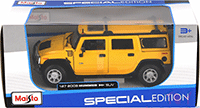 Show product details for Maisto - Hummer H2 SUV w/ Sunroof (2003, 1/27 scale diecast model car, Yellow) 31231YL