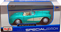 Show product details for Maisto Special Edition - Chevrolet Corvette Convertible (1957, 1/24 scale diecast model car, Turquoise.) 31275TQ