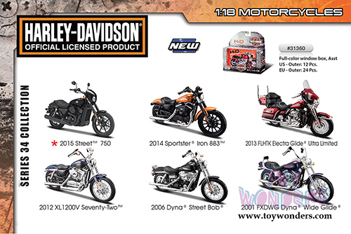 Maisto - Harley-Davidson Motorcycles Series 34 (1/18 scale diecast model car, Asstd.) 31360/34