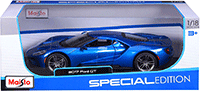 Show product details for Maisto Special Edition - Ford GT Hard Top (2017, 1/18 scale diecast model car, Blue) 31384BU