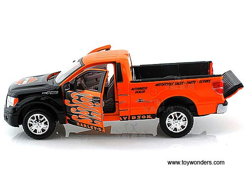 Maisto HD - Ford F-150 STX Pickup Harley-Davidson / XL 1200N Nightster Motorcycle (2010/2007, 1/27 scale diecast model car/1/24 scale diecast model car, Orange w/ Black Flames) 32182OR