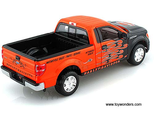 Maisto HD - Ford F-150 STX Pickup Harley-Davidson / XL 1200N Nightster Motorcycle (2010/2007, 1/27 scale diecast model car/1/24 scale diecast model car, Orange w/ Black Flames) 32182OR