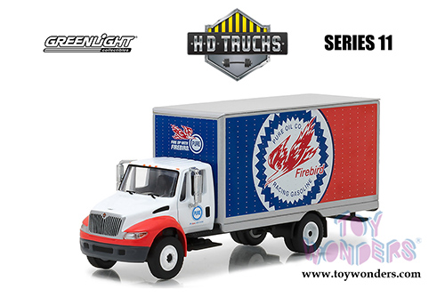 Greenlight - Heavy Duty Trucks Series 11 | International® Durastar Box Truck Pure Oil Co. Firebird Racing Gasoline (2013, 1/64 scale diecast model car, Blue/Red) 33110C/48