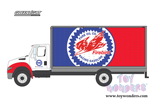 Greenlight - Heavy Duty Trucks Series 11 | International® Durastar Box Truck Pure Oil Co. Firebird Racing Gasoline (2013, 1/64 scale diecast model car, Blue/Red) 33110C/48