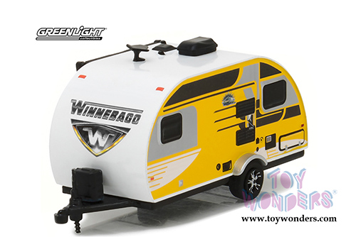 Greenlight - Hitched Homes Series 1 | Winnebago Winnie Drop 1710 Travel Trailer (2016, 1/64 scale diecast model car, Yellow/Black) 34010D/48