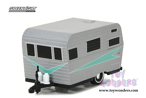 Greenlight - Hitched Homes Series 2 | Siesta Travel Trailer (1958, 1/64 scale diecast model car, Silver) 34020A/48