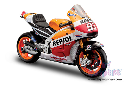 Maisto - MotoGP | Repsol Honda Team RC213V #26 and #93 Motorcycles (2014, 1/18 scale diecast model car, Orange) 34587