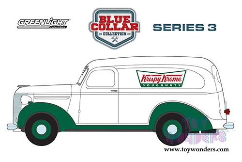 Greenlight - Blue Collar Collection Series 3 | Chevrolet® Panel Truck Krispy Kreme Doughnuts (1939, 1/64 scale diecast model car, White/Green) 35080B/48