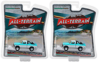 Show product details for Greenlight - All Terrain Series 6 | Ford F-100 Pick Up Truck (1969, 1/64 scale diecast model car, Turquoise/White) 35090A/48