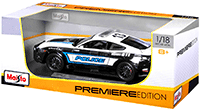 Show product details for Maisto Premiere - Ford Mustang GT Police (2015, 1/18 scale diecast model car, Black/White) 36203P
