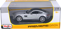 Show product details for Maisto Premiere - Mercedes-Benz AMG GT Hard Top (1/18 scale diecast model car, Silver) 36204SV