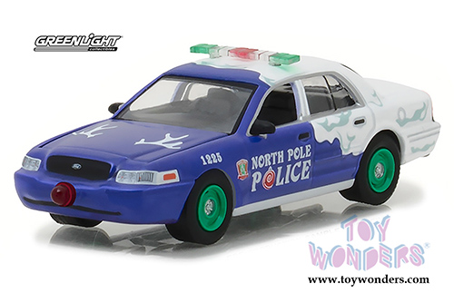 Greenlight - Holiday Ornaments Series 2 | Ford Crown Victoria Police Interceptor (2001, 1/64 scale diecast model car, Blue/White) 37120F/48
