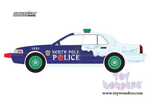 Greenlight - Holiday Ornaments Series 2 | Ford Crown Victoria Police Interceptor (2001, 1/64 scale diecast model car, Blue/White) 37120F/48