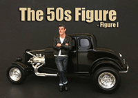 Show product details for American Diorama Figurine - 50's Style Figure I (1/18  scale, Black/Blue) 38151