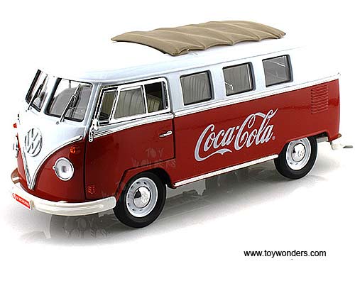 Motor City Coca-Cola - Volkswagen Samba Minibus (1962, 1:18, Red & White) 397471