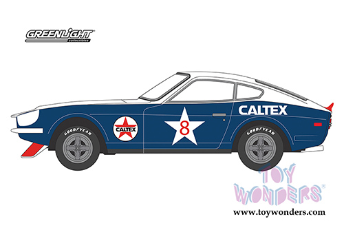 Greenlight - Running On Empty Series 5 | Datsun 240Z "Caltex" #8 (1970, 1/64 scale diecast model car, Blue/White) 41050E/48
