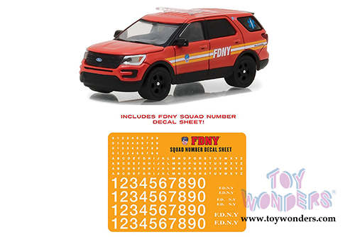 Greenlight Hot Pursuit - Ford Explorer Fire Department City of New York (FDNY) (2016, 1/64 scale diecast model car, Red) 42823/48