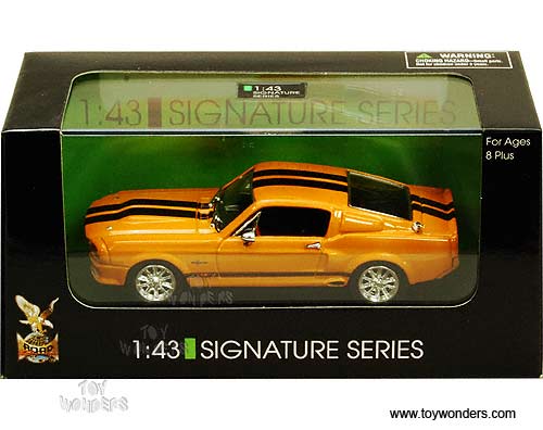 Yatming Road Signature - Shelby GT500 Hard Top (1967, 1/43 scale diecast model car, Orange w/ Black Stripes) 43202OR