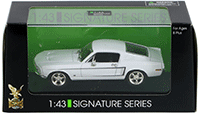 Show product details for Lucky Road Signature - Ford Mustang GT 2+2 Fastback (1968, 1/43 scale diecast model car, White) 43206W/48