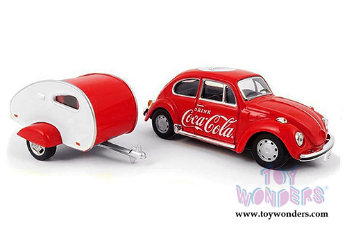 Motor City Coca-Cola - Volkswagen Beetle Coca Cola with Teardrop Trailer (1967, 1/43 scale diecast model car,  Red/White) 440032