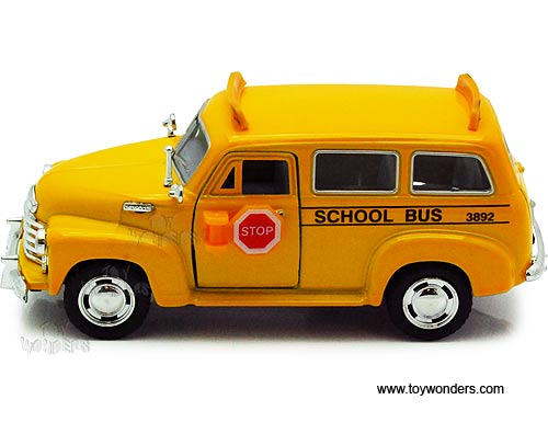 Kinsmart - Chevy Suburban School Bus (1950, 1/36 scale diecast model car, 4.5", Yellow) 5005D