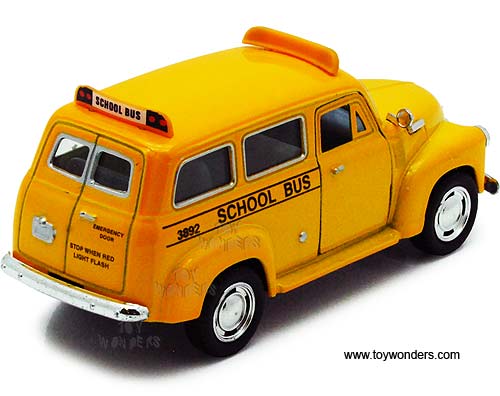Kinsmart - Chevy Suburban School Bus (1950, 1/36 scale diecast model car, 4.5", Yellow) 5005D