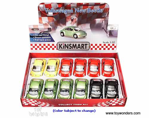 Kinsmart - Volkswagen New Beetle Hard Top (1/32 scale diecast model car, Asstd.) 5028D