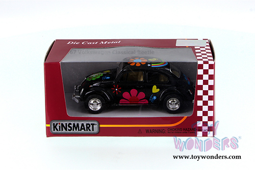 Kinsmart - Volkswagen Beetle Hard Top w/ Decals (1967, 1/32 scale diecast model car, Black) 5057FWBK