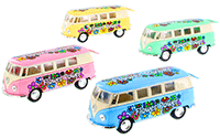 Show product details for Kinsmart - Volkswagen Classic Bus with Flower Decals (1962, 1/32 scale diecast model car, Asstd.) 5060DYF