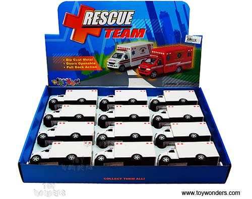 Kinsmart - Rescue Team Ambulances without Decals (5" diecast model car, White) 5259WW