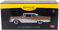 Show product details for Sun Star Platinum - Ford Fairlane 500 Hard Top (1958, 1/18 scale diecast model car, White/Palomino Tan) 5284