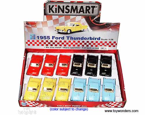 Kinsmart - Ford Thunderbird Hard Top (1955,1/36 scale diecast model car, Asstd.) 5319D