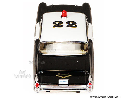 Kinsmart - Chevrolet Bel Air Police (1957, 1/40 scale diecast model car, Black/ White) 5323D
