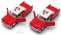 Show product details for Kinsmart - Chevrolet Bel Air Fire Chief (1957, 1/40 scale diecast model car, Red) 5325D