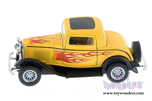 Kinsmart - Ford 3-Window Coupe Hard Top with Flames (1932, 1/34 scale diecast model car, Asstd.) 5332DF