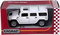 Show product details for Kinsmart - Hummer H2 SUV (2008, 1/40 scale diecast model car, White) 5337WW